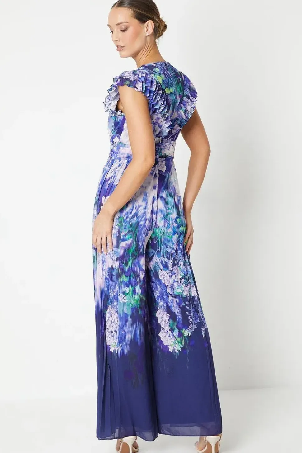 Trailing Floral Print Pleated Leg Jumpsuit