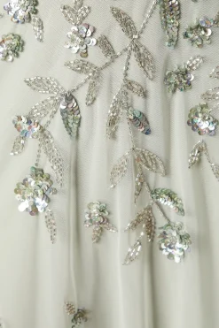 Trailing Foliage Embellished One Shoulder Bridesmaids Dress