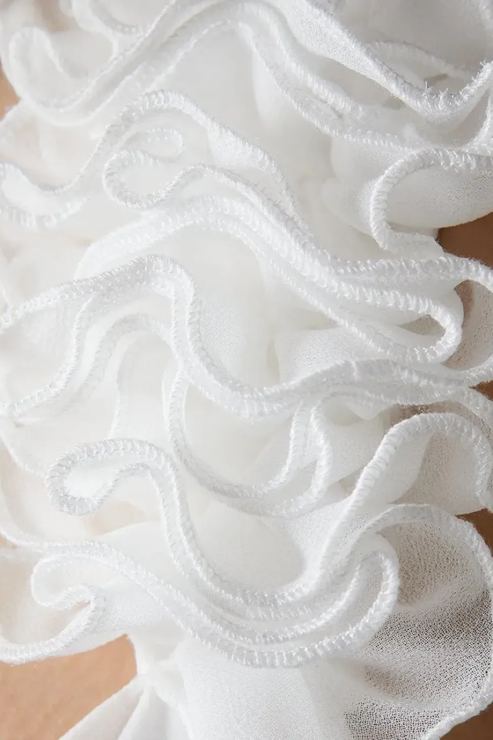 Trailing Petal Shoulder Detail Chiffon Wedding Dress