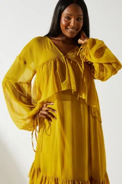 Trapeze Frill Chiffon Maxi Dress