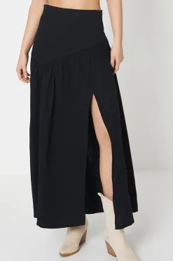 Trim Insert Cotton Maxi Skirt