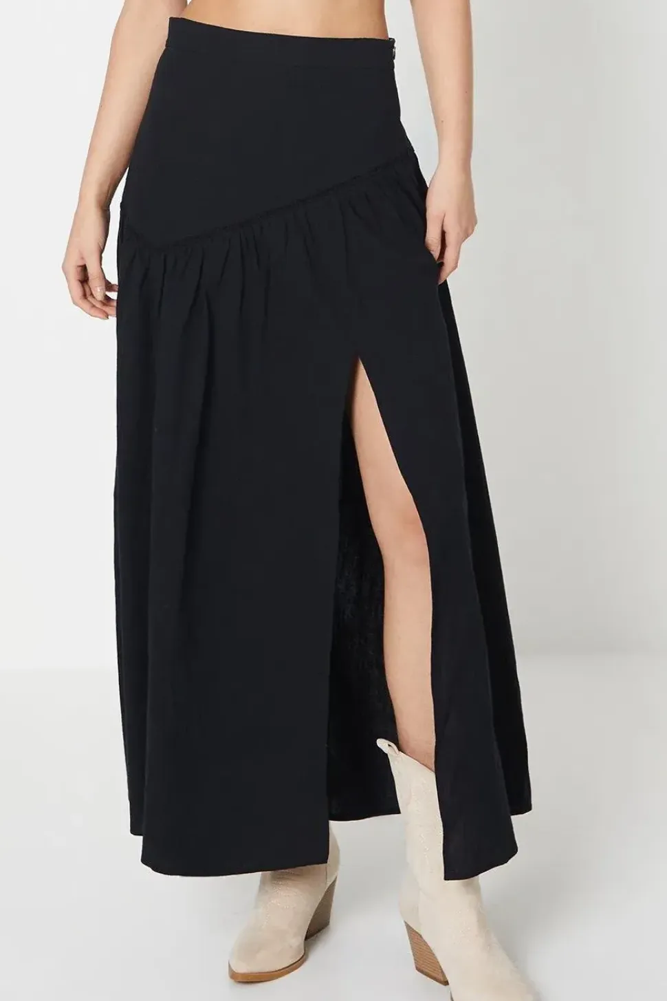 Trim Insert Cotton Maxi Skirt