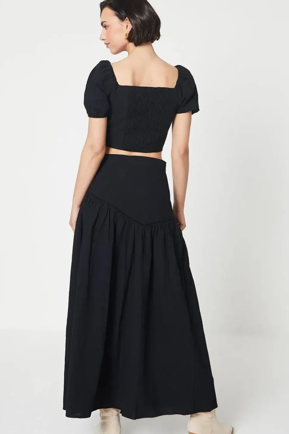 Trim Insert Cotton Maxi Skirt