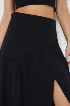 Trim Insert Cotton Maxi Skirt