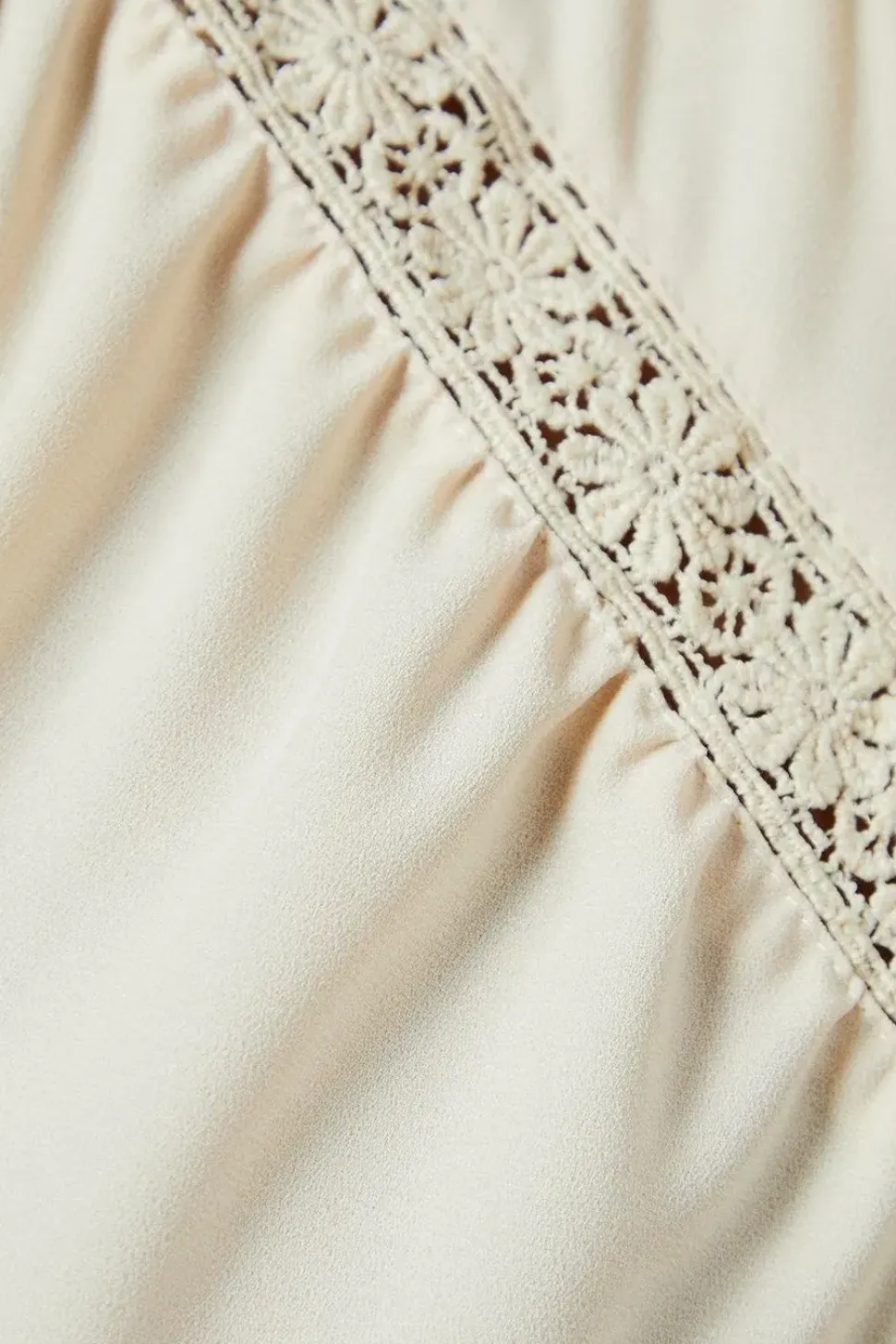 Trim Insert Crepe Blouse