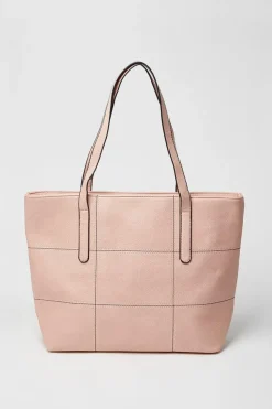 Trish Faux Leather Stitch Detail Tote Bags
