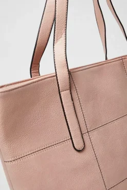 Trish Faux Leather Stitch Detail Tote Bags