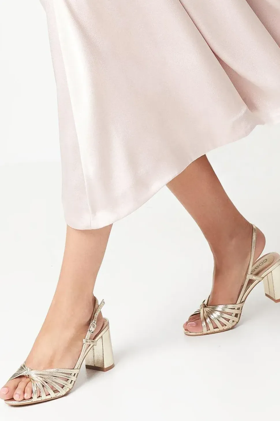 Trixie Lattice Detail Slingback High Block Heeled Sandals
