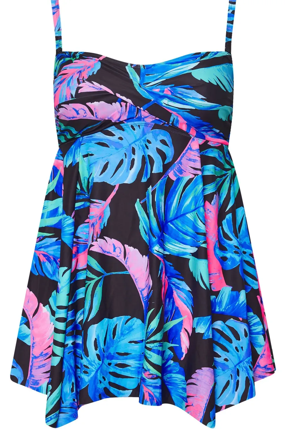 Tropical Leaf Print Tankini Top