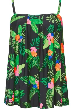 Tropical Print A-Line Tankini Top