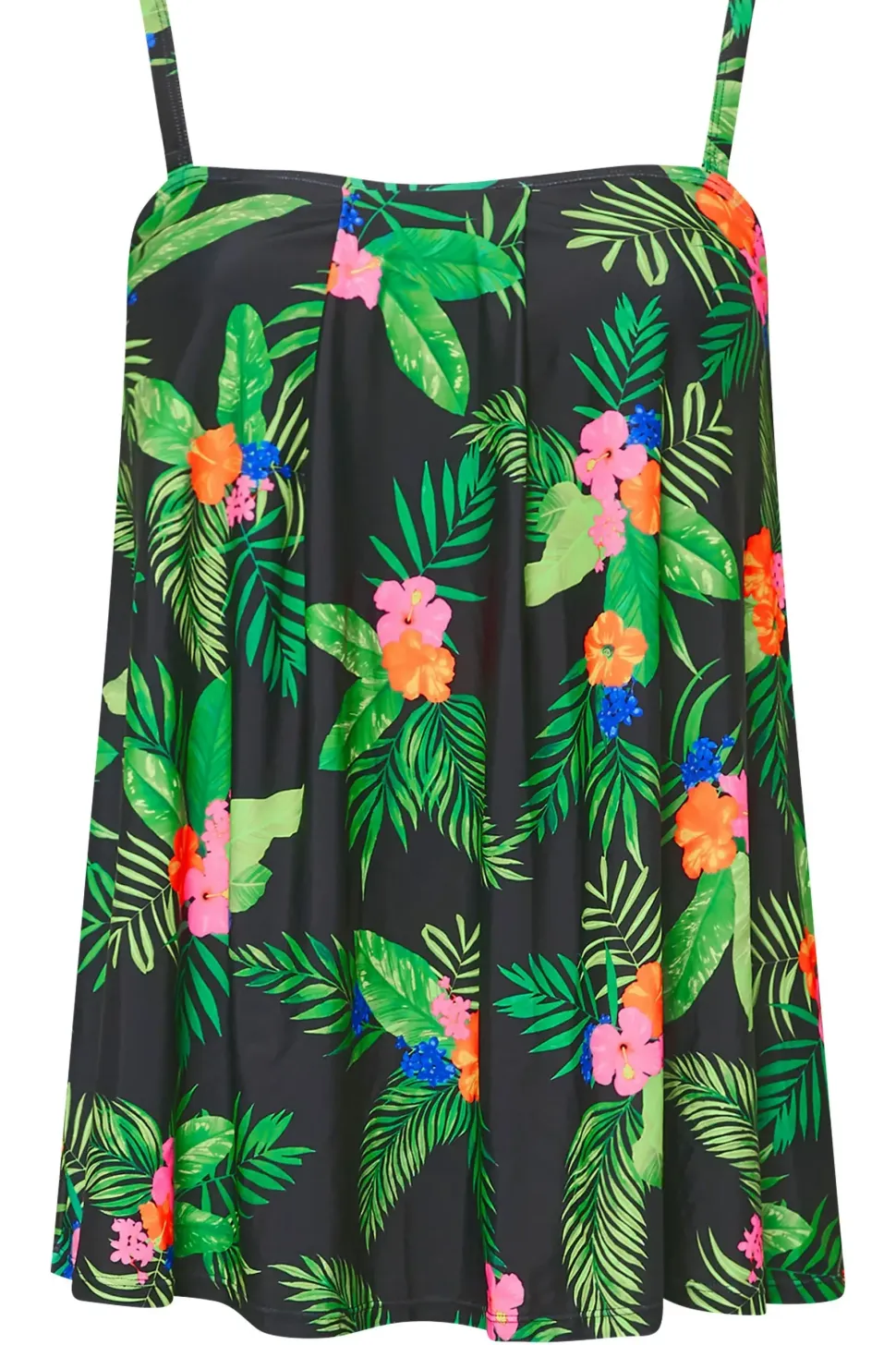 Tropical Print A-Line Tankini Top