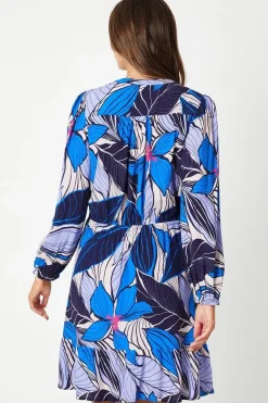 Tropical Print Button Through Shift Dress
