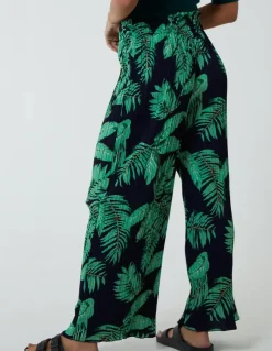 Tropical Print Elastic Waist Culotte