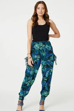 Tropical Print High Waist Harem Pants