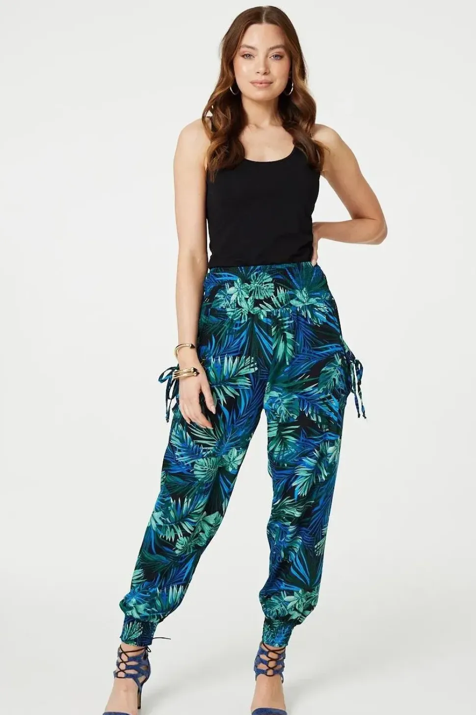Tropical Print High Waist Harem Pants