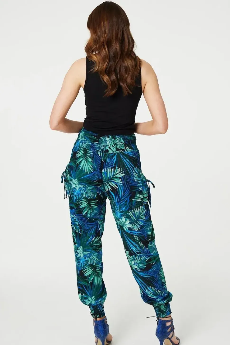 Tropical Print High Waist Harem Pants