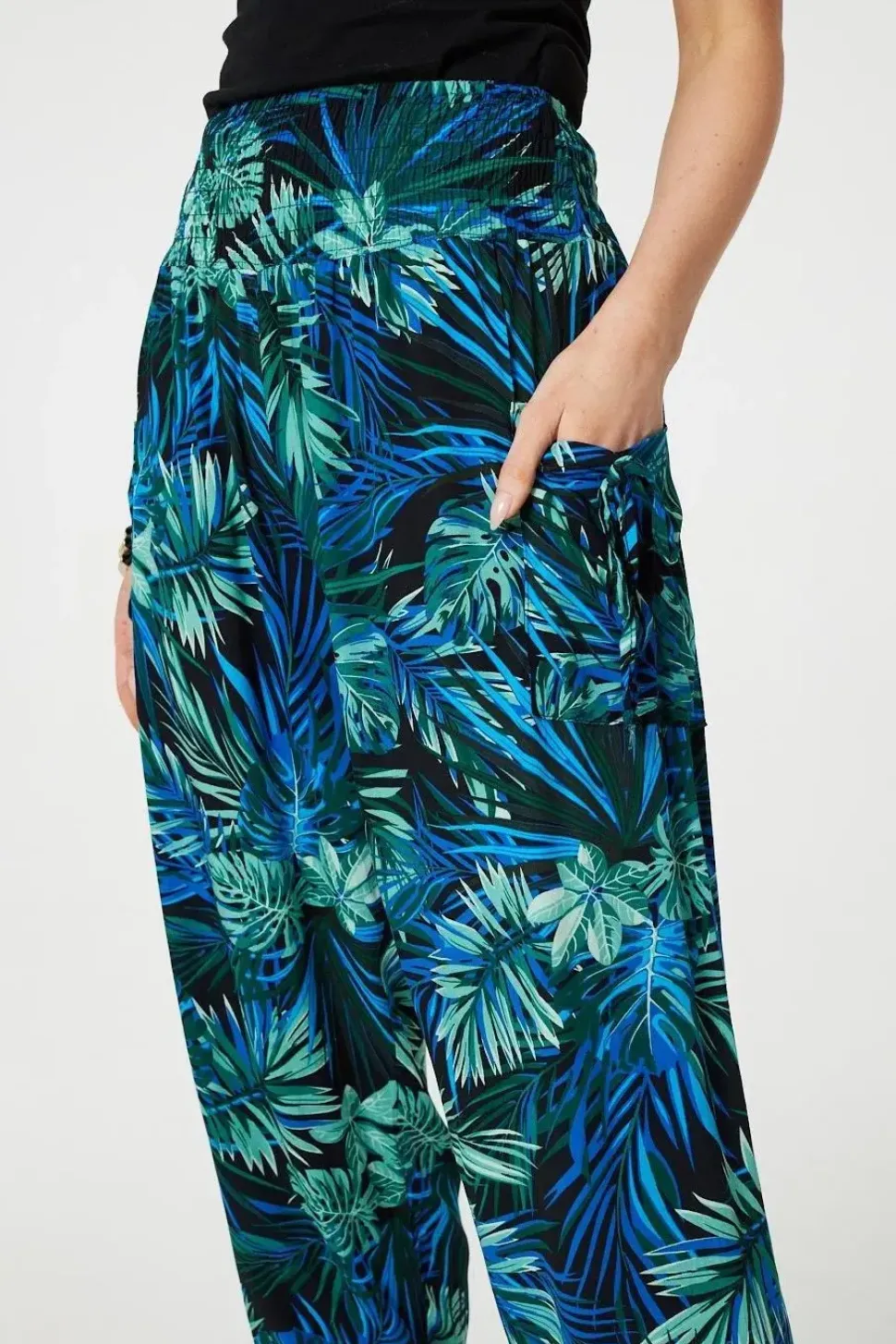 Tropical Print High Waist Harem Pants
