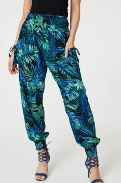 Tropical Print High Waist Harem Pants
