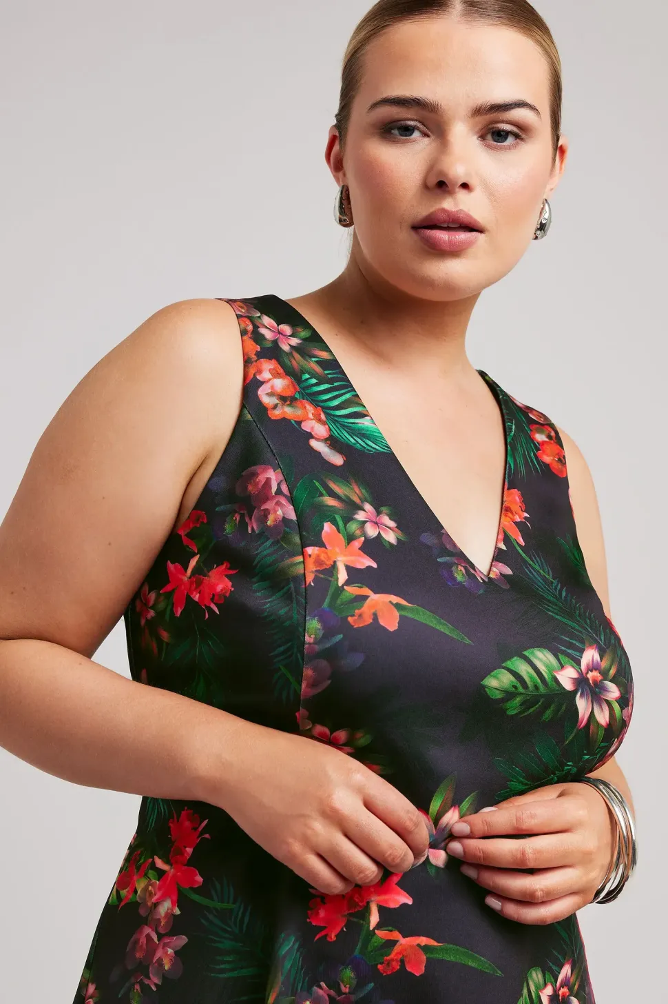 Tropical Print Peplum Top