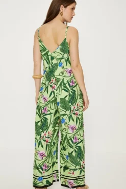 Tropical Print Strappy Jumpsuit