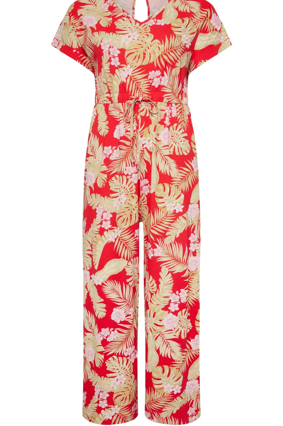 Tropical Print Wide Leg Jumpsuit