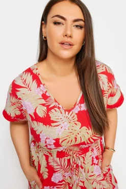 Tropical Print Wide Leg Jumpsuit