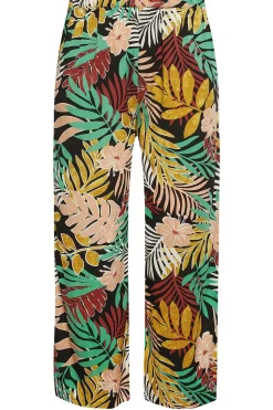 Tropical Print Wide Leg Trousers