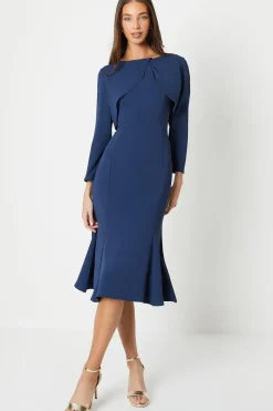 Tulip Bodice Long Sleeve Midi Dress