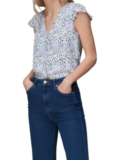Tulip Frill Sleeve Top-Floral