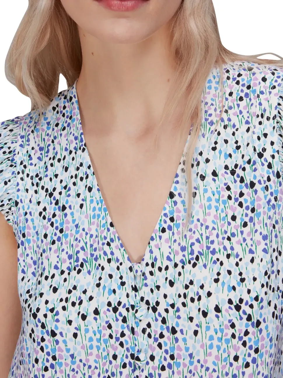 Tulip Frill Sleeve Top-Floral