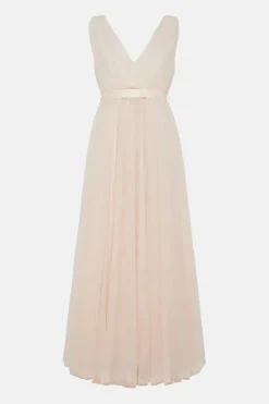 Tulle Plunge Neck Princess Bridesmaids Dress With Bow