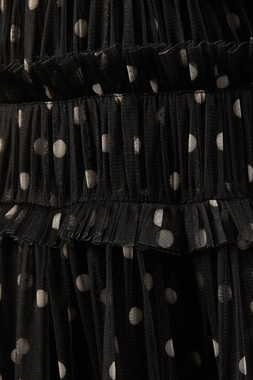 Tulle Spot Sleeveless Plunge Neck Gathered Waist Tier Maxi Dress