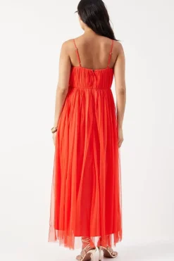 Tulle Strappy Bandeau Maxi Dress
