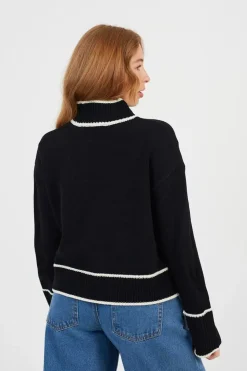 Turtleneck Knitted Jumper with Contrast Trim