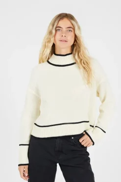 Turtleneck Knitted Jumper with Contrast Trim