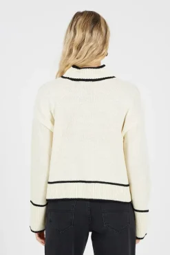Turtleneck Knitted Jumper with Contrast Trim