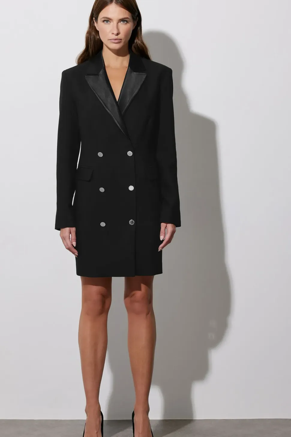 Tuxedo Button Detail Dress
