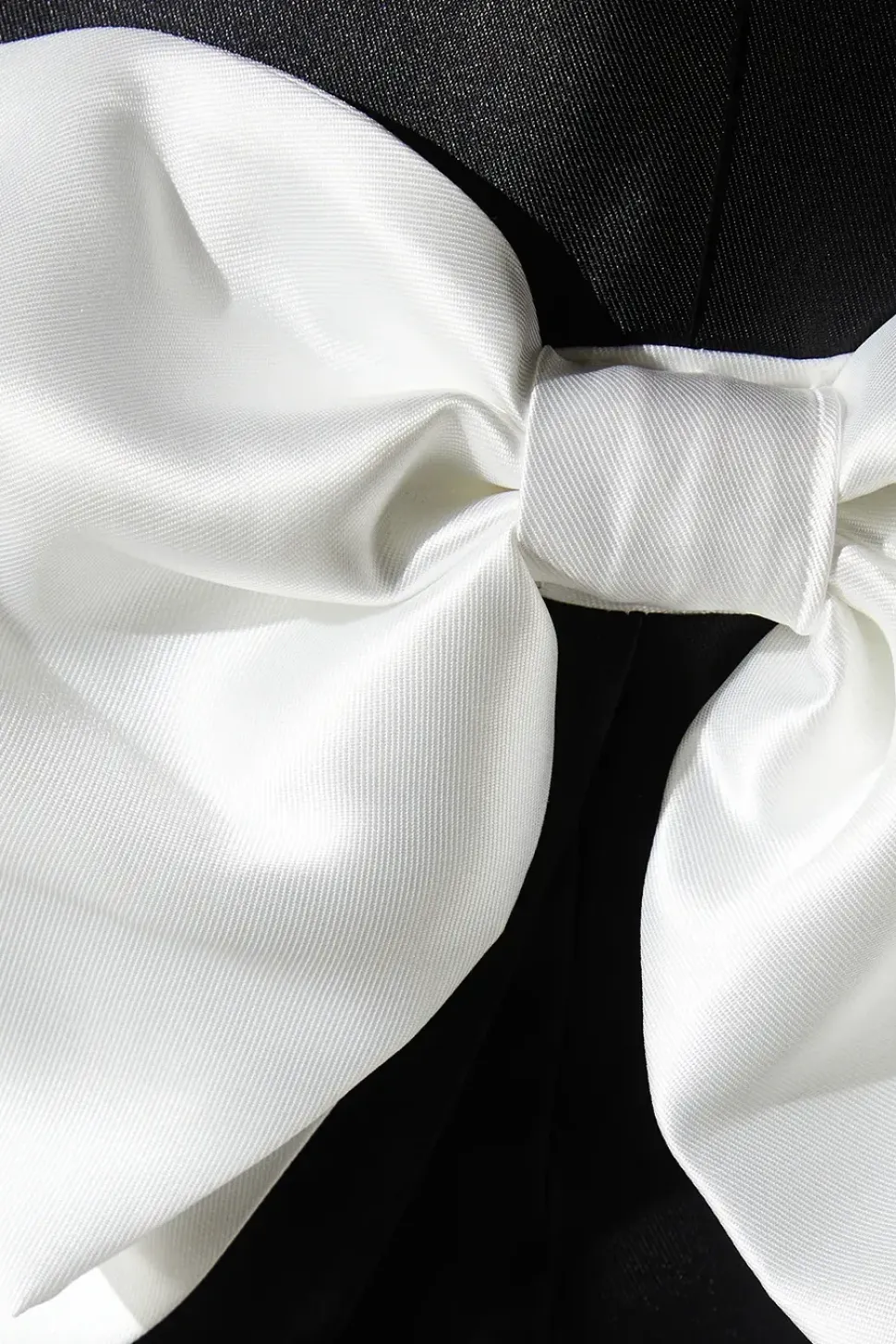 Twill Bardot Bow Waist Column Black Dress
