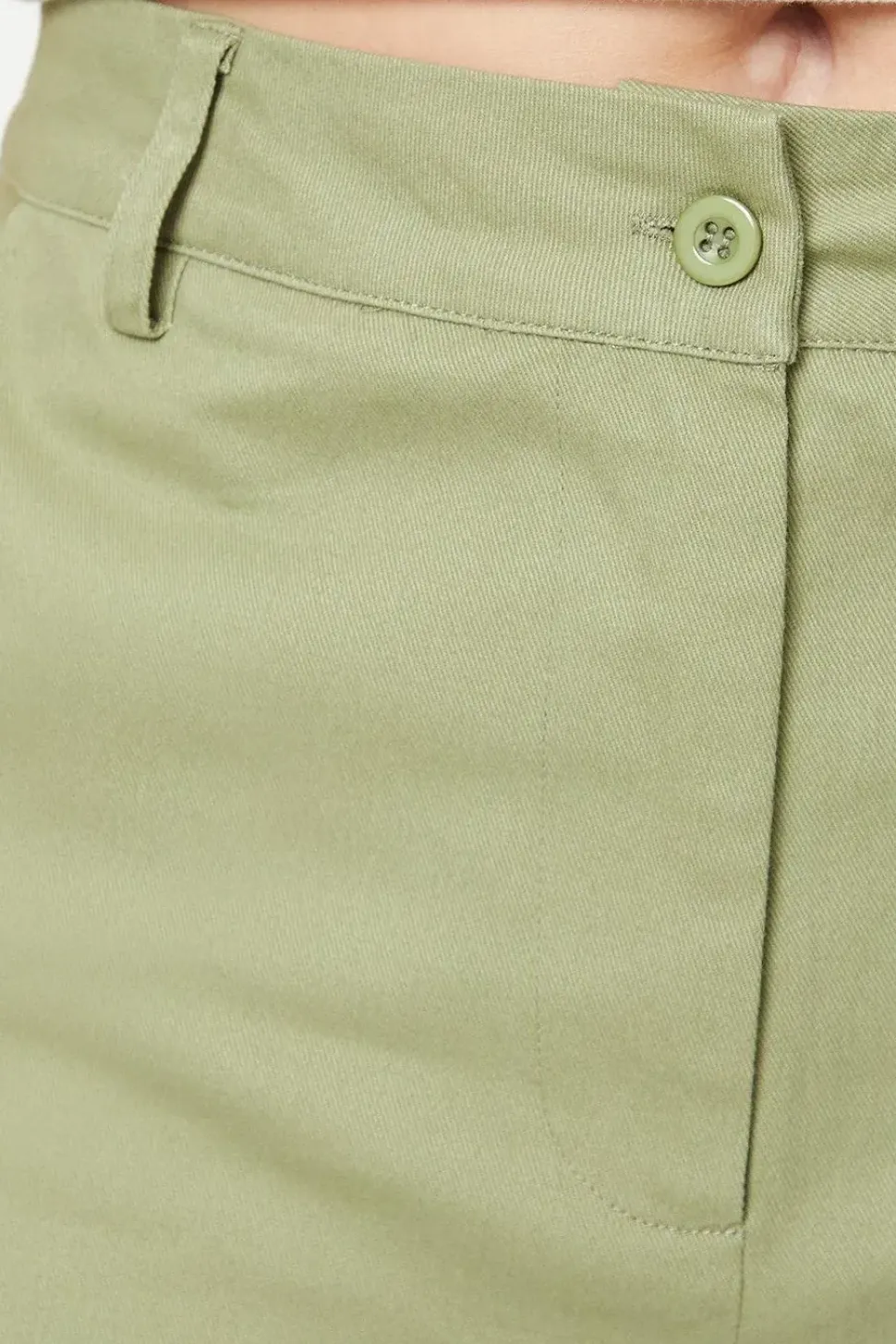 Twill Cargo Pocket Detail Wide Leg Trousers