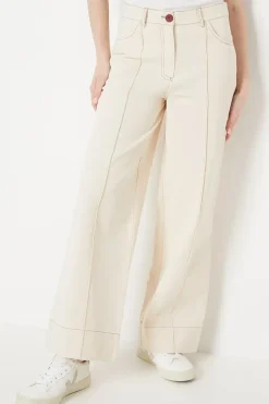 Twill Front Seam Straight Leg Trousers