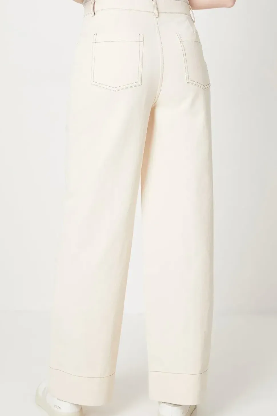 Twill Front Seam Straight Leg Trousers