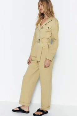 Twill High Neck Belted Utility Boilersuit