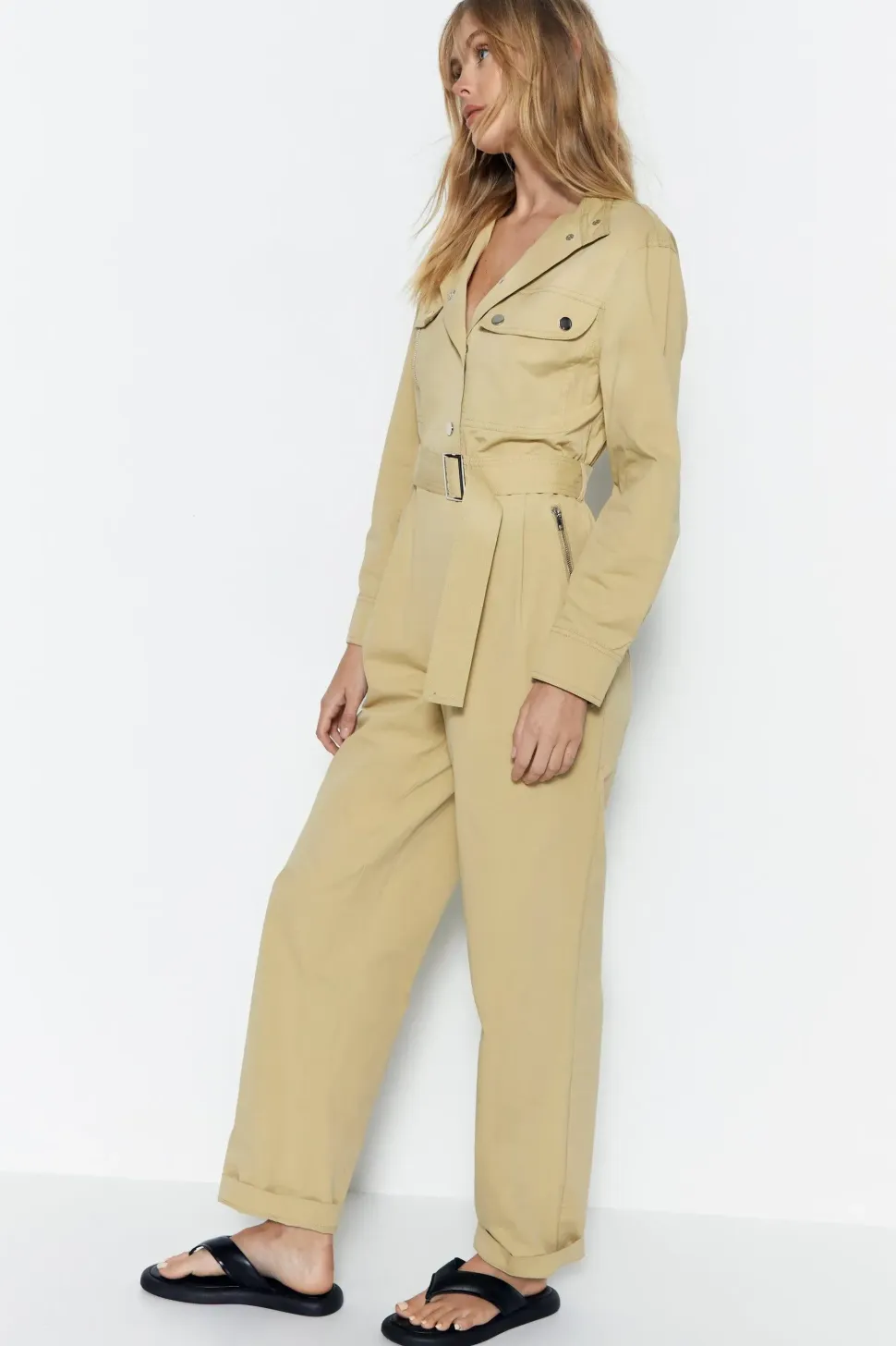 Twill High Neck Belted Utility Boilersuit
