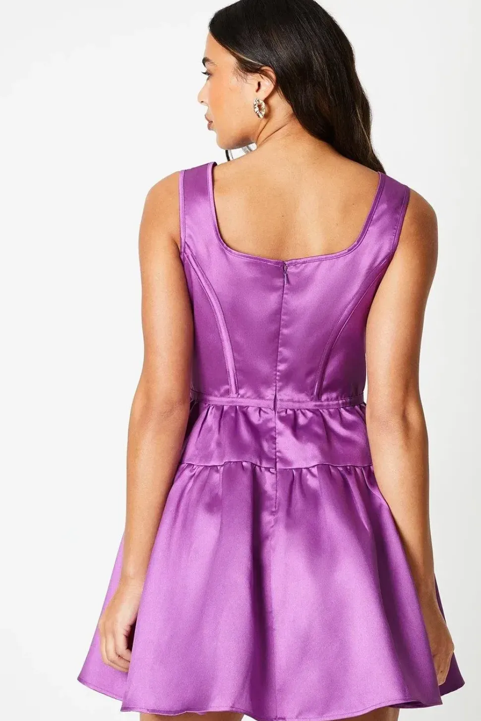 Twill Mini Dress With Square Neck