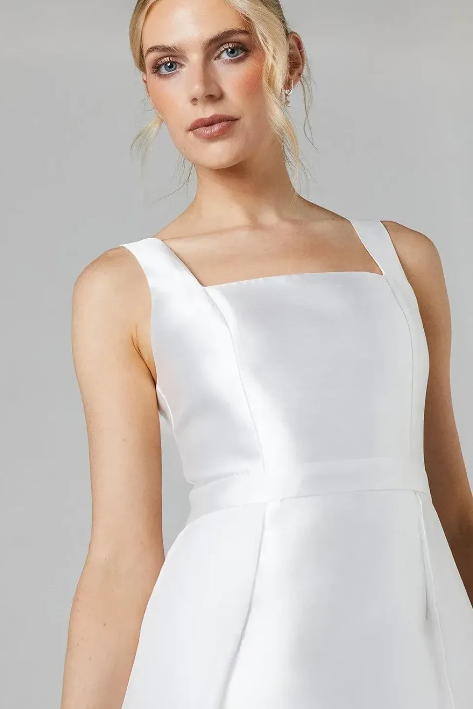 Twill Mini Wedding Dress With Organza Skirt