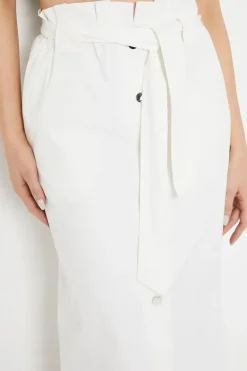 Twill Paperbag Midi Skirt