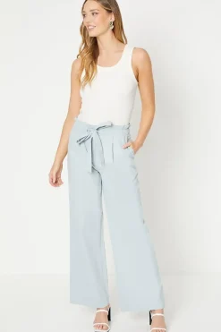 Twill Paperbag Straight Leg Trouser
