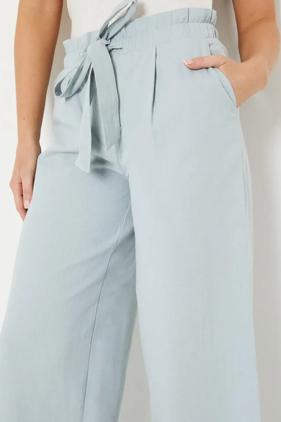 Twill Paperbag Straight Leg Trouser