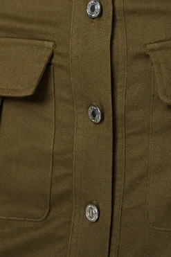 Twill Pocket Button Through Maxi Skirt