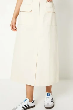 Twill Pocket Midi Skirt